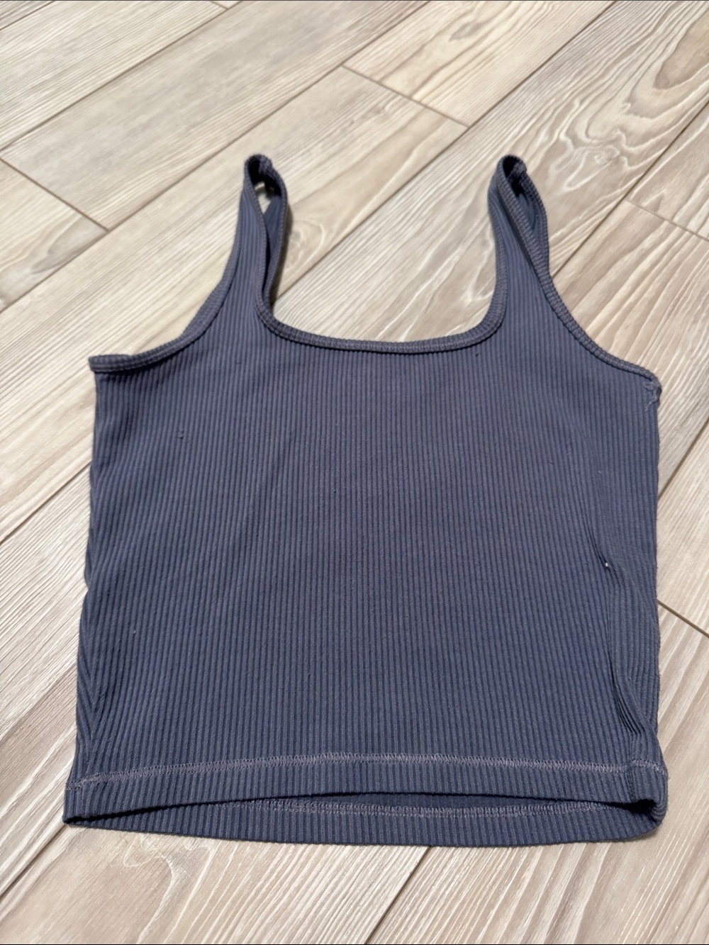 Hollister Ribbed Scoop Crop Tank Top - Charcoal